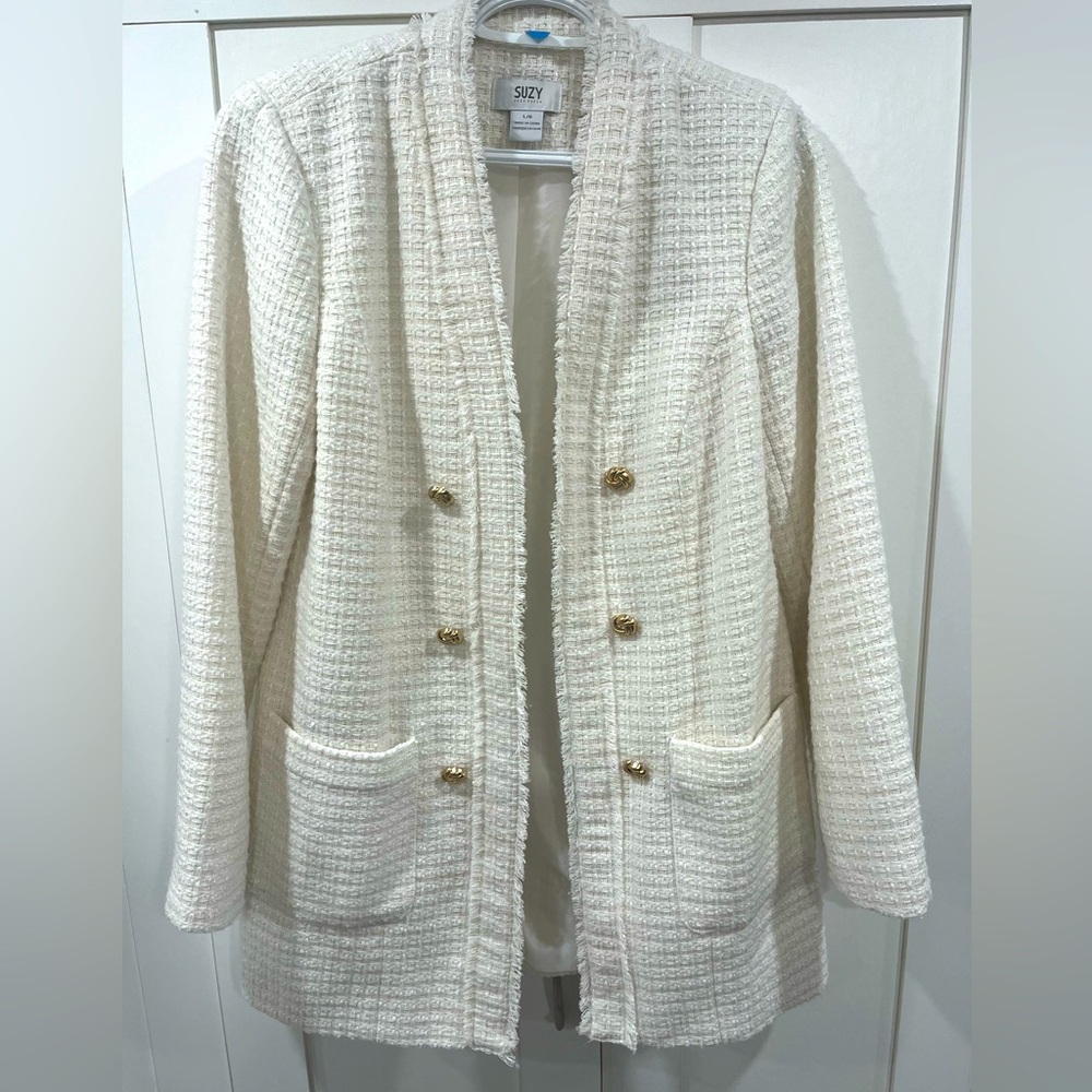 Stylish White Tweed Jacket
